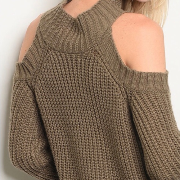 Mocha Cold Shoulder Sweater - Picture 7 of 8